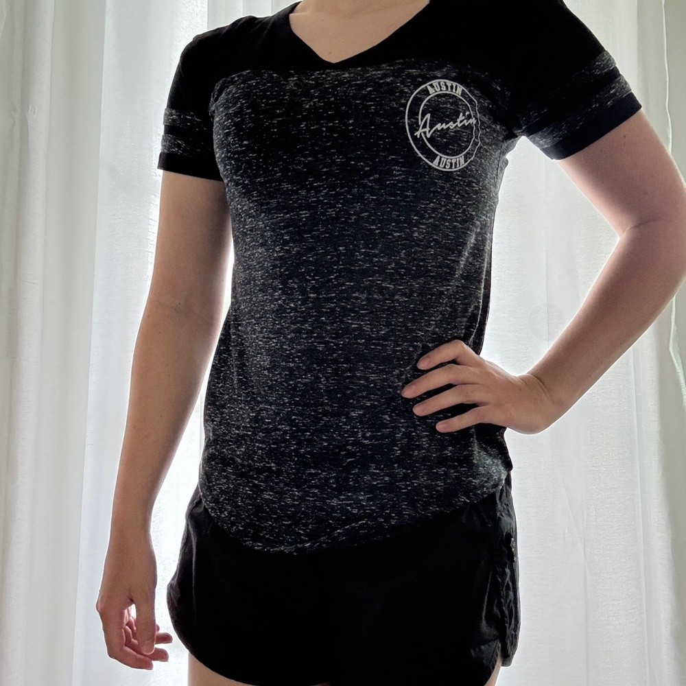 Heathered Black Women's V-Neck Tee